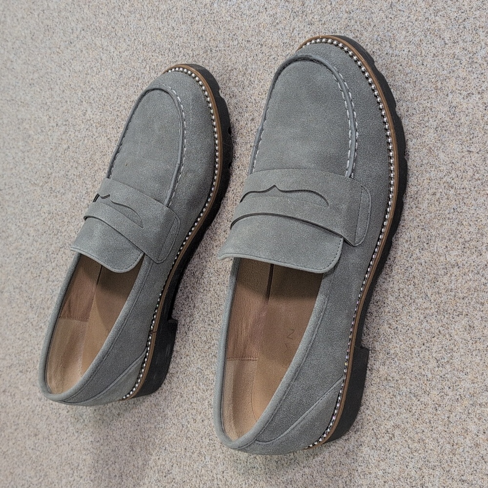 Taryn By Taryn Rose Kilroy Penny Loafer Shoes, Gray With Studs Women's 10 - Picture 10 of 13